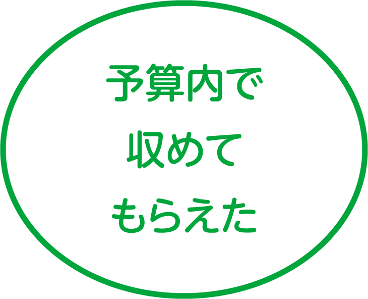 予算内で収めてもらえた