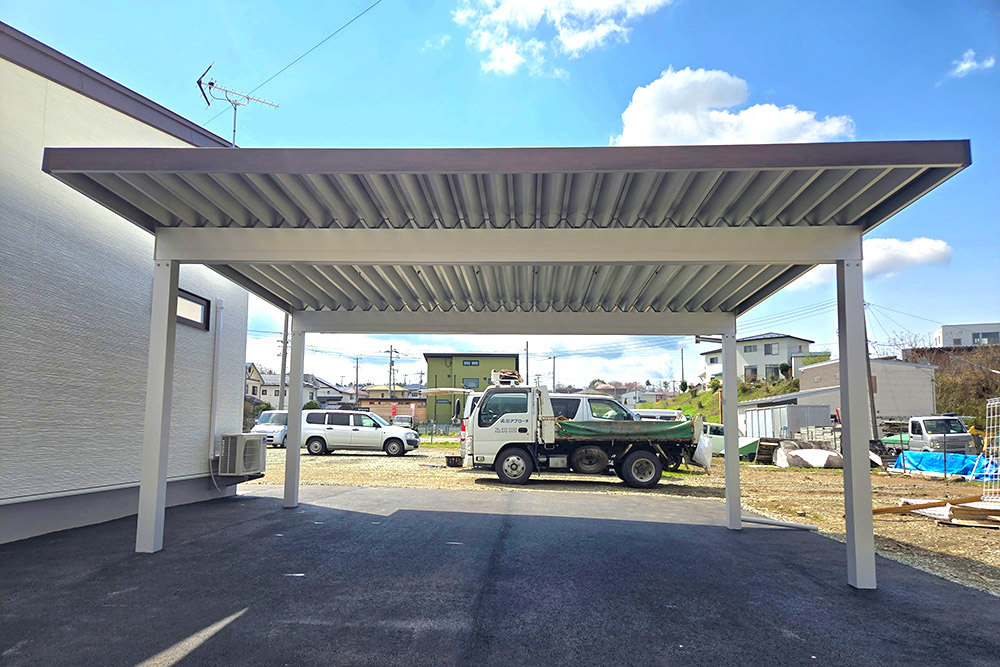カーポート＋アスファルト舗装 | 有限会社新栄建設工業の施工事例